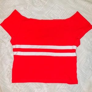 Brandy Melville red off the shoulder crop top
